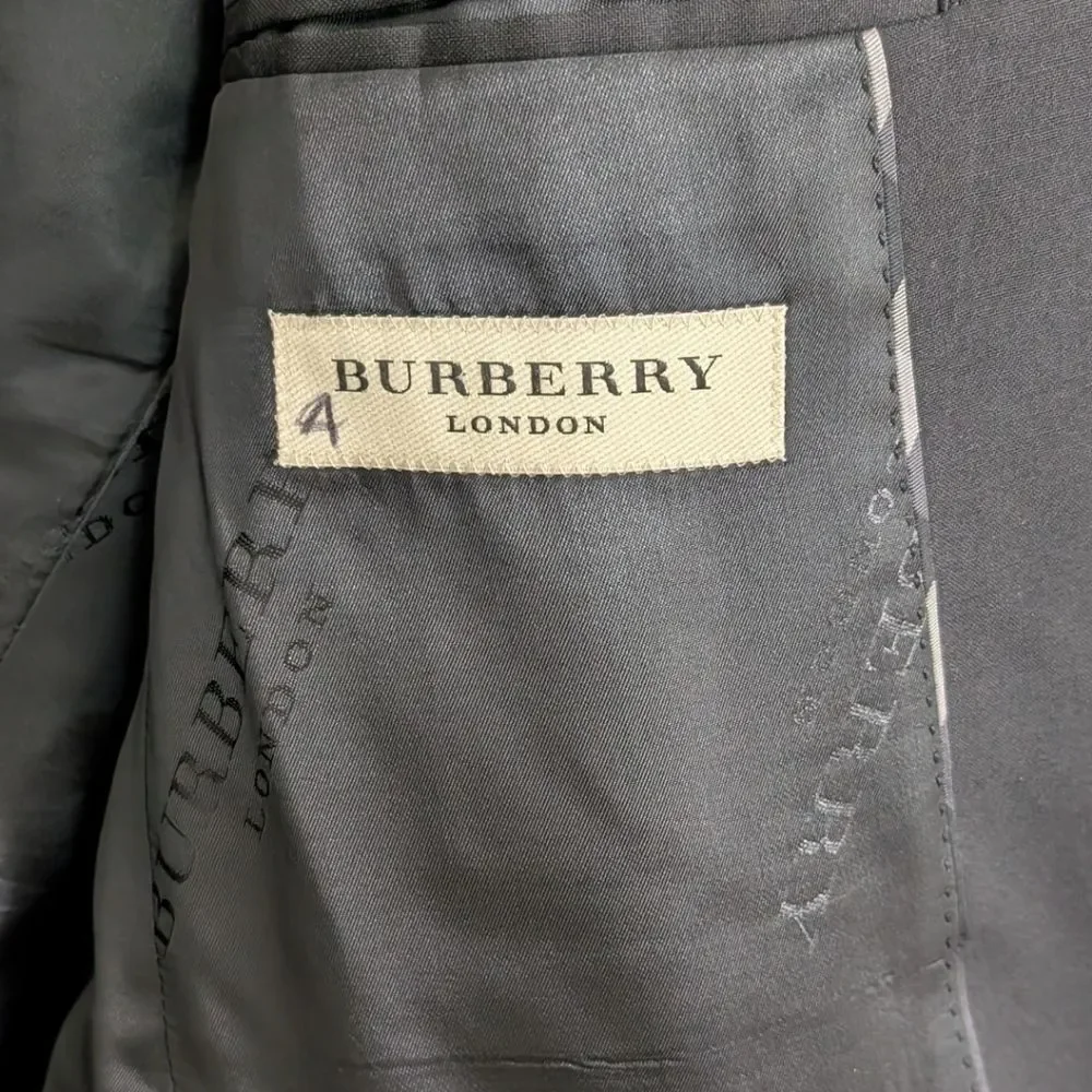 Burberry London Black Virgin Wool Suit Jacket Blazer Italy Men's EU 54R, US 44R